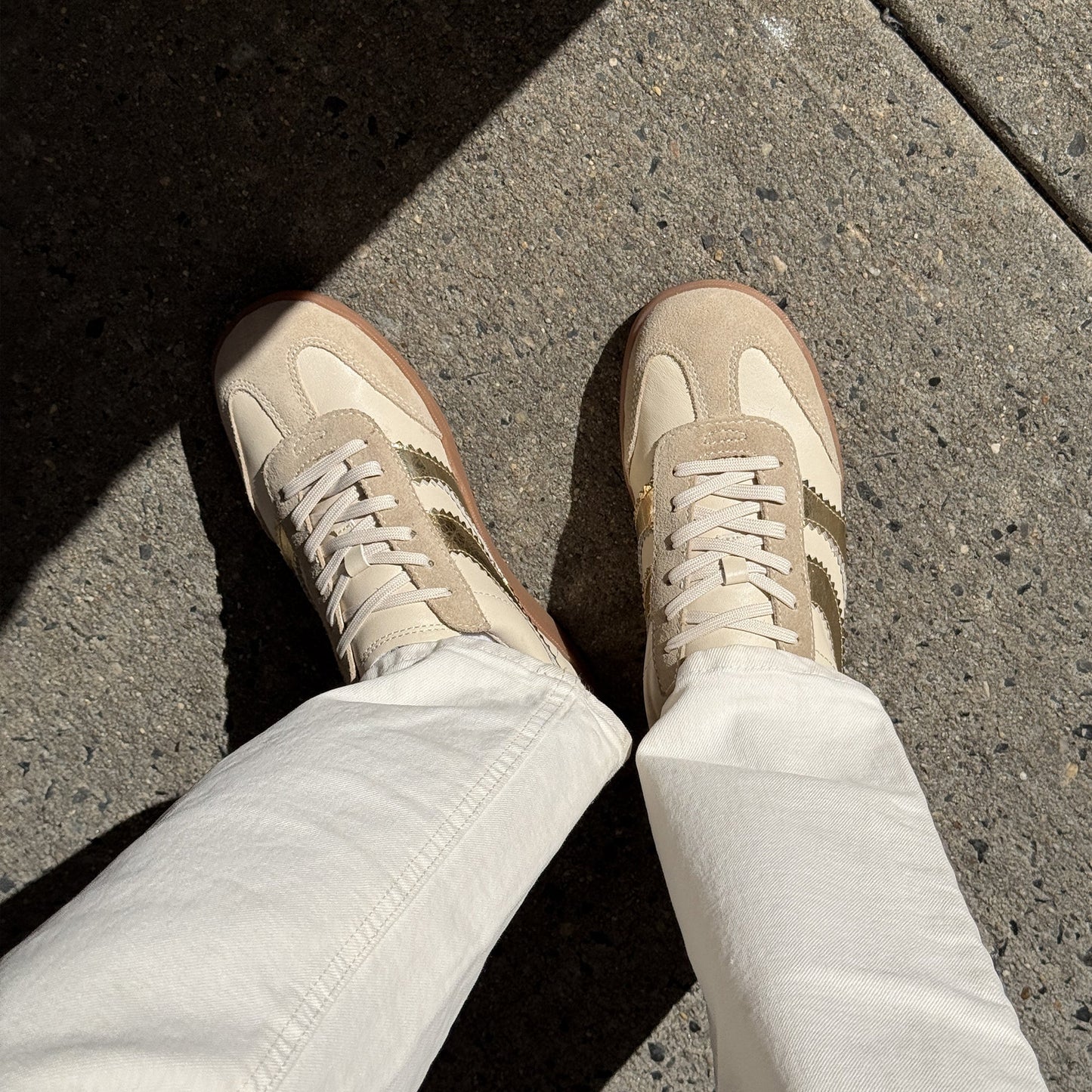 Gold Retro Low-Top Sneaker